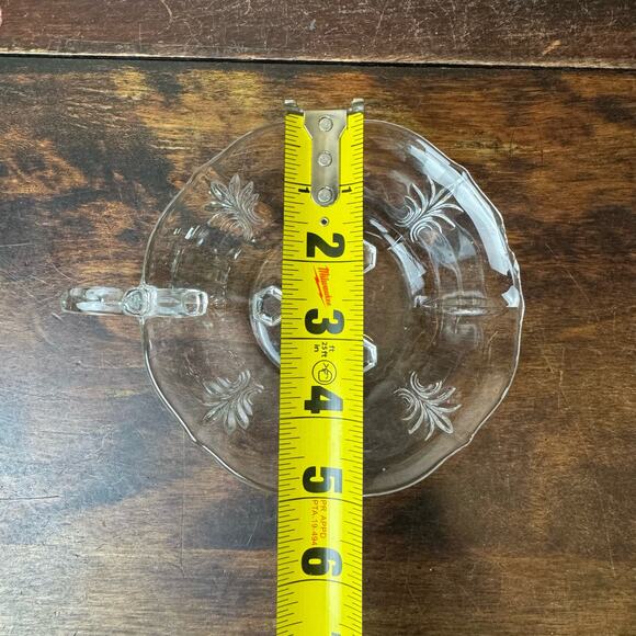 Fostoria baroque handled nappy dish Baroque pattern Clear Glass CHIPPED - Picture 4 of 10